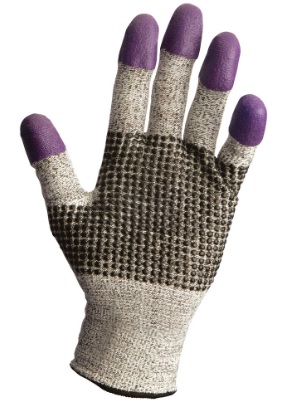 GLOVE NITRILE FOAM PURPL;2 SIDED DOT FINGER TIPS - Latex, Supported